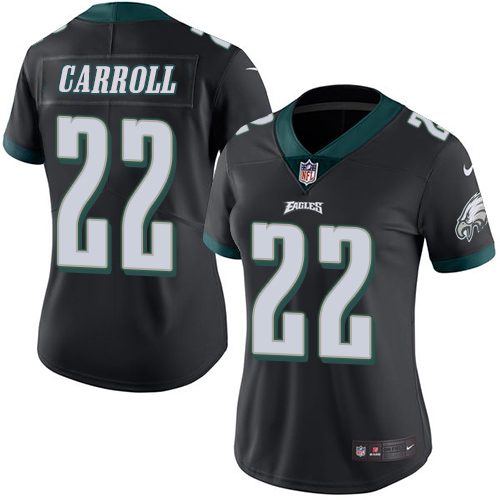 Women's Limited Nolan Carroll Nike Jersey Black - #22 Rush NFL Philadelphia Eagles